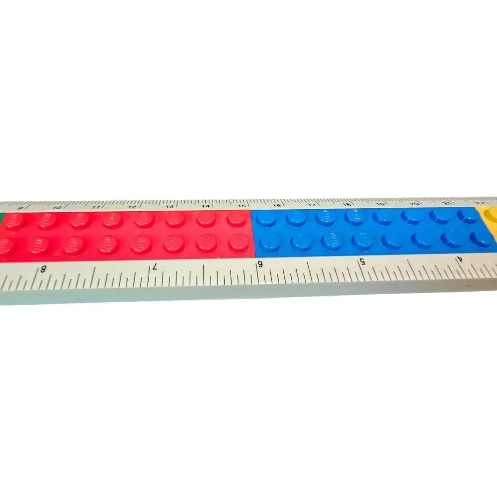 LEGO Ruler Colorful Brick Design 12 Inches White Multi-Color Buildable 2013